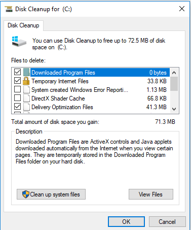 Disk cleanup in windows