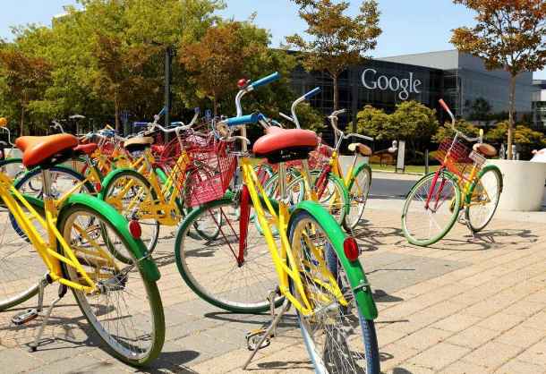 multi-color bicycle for the use of employees